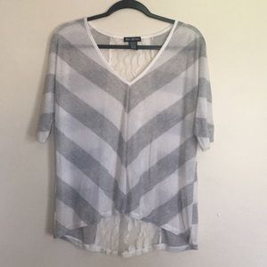 Grey/White Top